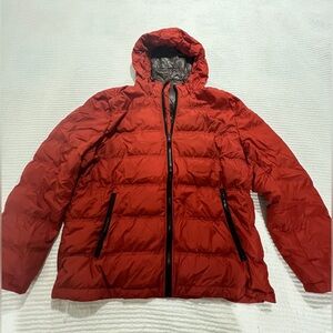Michael Kors Packable Down Quilted Puffer Hooded Coat Orange Men’s Size 2XL